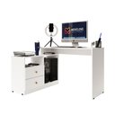 Ver imagem 3 de Mesa para Computador Flex em L ou Linear com Corrediças Telescópicas e Puxadores ABS Branco
