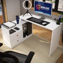 Ver imagem 2 de Mesa para Computador Flex em L ou Linear com Corrediças Telescópicas e Puxadores ABS Branco