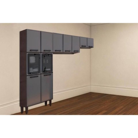 Cozinha Modulada Bertolini Estilo 3 Peças (2aéreos+1paneleiro) Cpt90 Cinza/grafite-bertolini