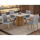 Ver imagem 2 de Mesa de Jantar Jade 90cm Cinamomo Off White com 4 Cadeiras Lara Linho Prata - Valdemóveis