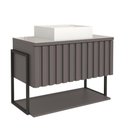 Ver imagem 1 de Gabinete para Banheiro 80cm 100% Mdf Metalon 20x20 1 Porta Basculante Frisê Mgm Móveis Titãnio