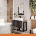 Ver imagem 5 de Gabinete para Banheiro 80cm 100% Mdf Metalon 20x20 1 Porta Basculante Frisê Mgm Móveis Titãnio