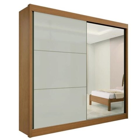 Guarda Roupa Casal com Espelho 2 Portas 6 Gavetas - Titanium-cinamomo/off White - Móveis D'doro