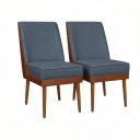 Ver imagem 4 de Kit 02 Cadeiras Decorativa Estofada para Sala de Jantar Virgínia Suede - Élpis Móveis - Azul Marinho