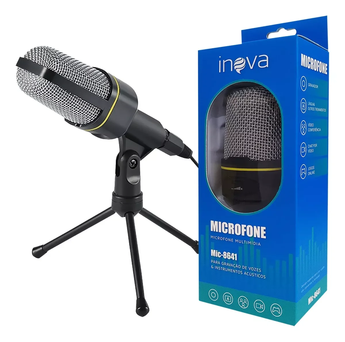 Microfone de Mesa Gamer Condensador Entrada P2 Inova Mic-8641 - 1