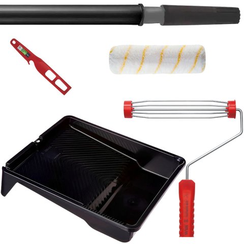 Cabo Extensor 1,28m + Suporte Garfo Gaiola 23cm + Rolo 23cm 10mm Antirespingo + Misturador Manual 29