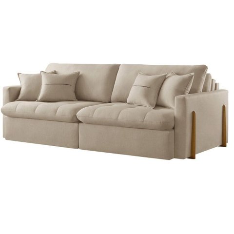 Sofá Cama A303 3 Lugares Retrátil e Reclinável 200cm Bege Meu Sofá Online