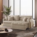 Ver imagem 2 de Sofá Cama A303 3 Lugares Retrátil e Reclinável 200cm Bege Meu Sofá Online