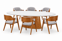 Ver imagem 4 de Sala de Jantar Mesa Oval 2,20 e 6 Cadeiras Malva- Imperial:Linho Cinza