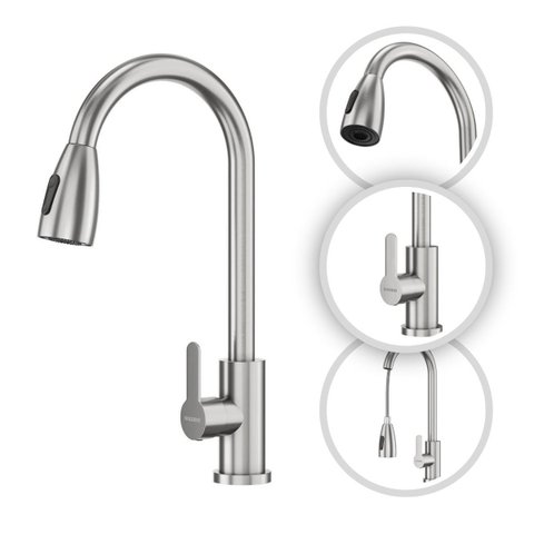 Torneira para Cozinha Mangueira Flexível Roma Aço Inox 304 Goldenx