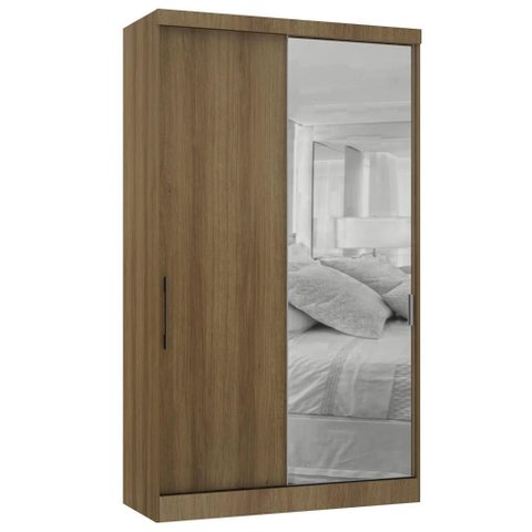 Guarda Roupa Solteiro 135cm 2 Portas e Espelho Delphi Avelã L01 - Mpozenato