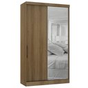 Ver imagem 1 de Guarda Roupa Solteiro 135cm 2 Portas e Espelho Delphi Avelã L01 - Mpozenato
