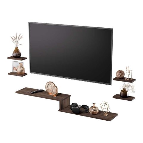 Rack para TV Califórnia 65" 115cm MDP Nogal Mercado Das Prateleiras
