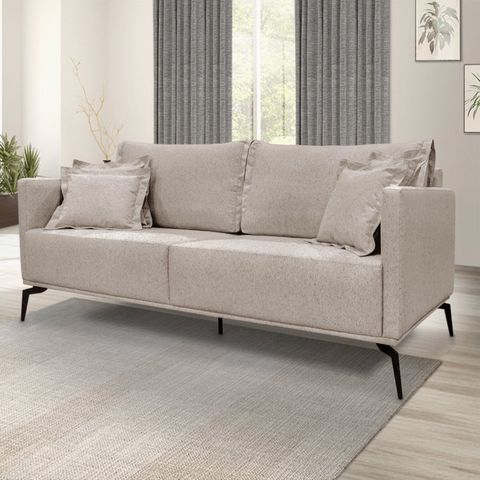 Sofá 2 Lugares 180cm Linho Lion Cinza Areia