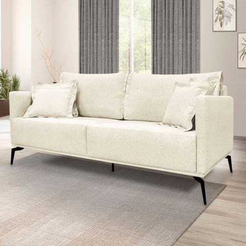Sofá 3 Lugares 200cm Linho Lion Cinza Natural
