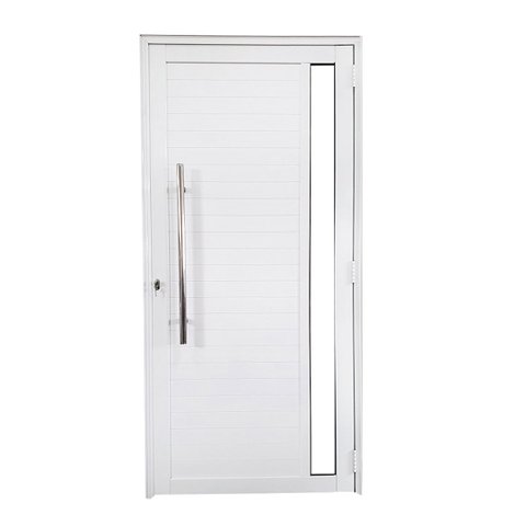 Porta Lambril de Alumínio Branco 210 x 90 com Puxador e Vidro Linha 30 - Esquerda