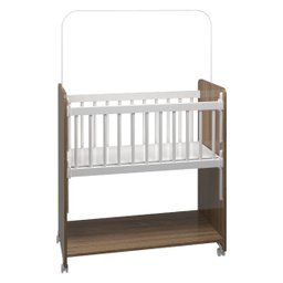 Mini Berço Compacto Portátil para Bebê com Grade Movel Rodízio Colchão Suporte Mosquiteiro e Pratele - 5