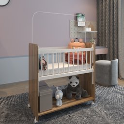 Mini Berço Compacto Portátil para Bebê com Grade Movel Rodízio Colchão Suporte Mosquiteiro e Pratele - 2
