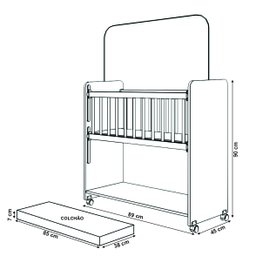 Mini Berço Compacto Portátil para Bebê com Grade Movel Rodízio Colchão Suporte Mosquiteiro e Pratele - 7