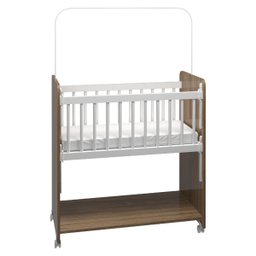 Mini Berço Compacto Portátil para Bebê com Grade Movel Rodízio Colchão Suporte Mosquiteiro e Pratele - 6