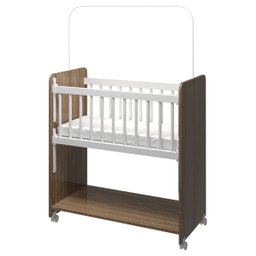 Mini Berço Compacto Portátil para Bebê com Grade Movel Rodízio Colchão Suporte Mosquiteiro e Pratele - 1