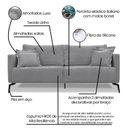 Ver imagem 4 de Sofá 3 Lugares 220cm Linho Lion Cinza