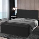 Ver imagem 2 de Kit Cabeceira e Calçadeira Baú Queen 1,60m Berlim Material Sintético Preto Sky Mobile