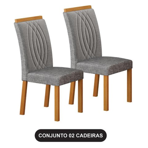 Cadeira para Mesa de Jantar Doha Kit 2 Peças Cinamomo Linho Cinza - Leifer