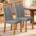 Ver imagem 4 de Cadeira para Mesa de Jantar Doha Kit 2 Peças Cinamomo Linho Cinza - Leifer