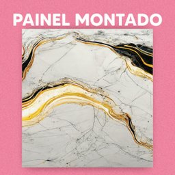 Papel de Parede Painel 3D Mármore Branco Preto Dourado 2M Revestimento Auto Colante Brilho - 3