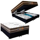 Ver imagem 1 de Cama Box Baú Casal Bipartido Suede + Colchão Molas Ensacadas Texas Prime Colchões 138x188x67cm