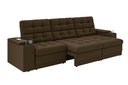 Ver imagem 3 de Sofá Confort Premium 2,30m Assento Retrátil e Reclinável Porta Copos e USB Suede Marrom - Xflex