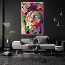 Ver imagem 2 de Quadro Decorativo Vertical Leão de Judá Colorido Com Moldura e Sem vidro 90x140