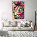 Ver imagem 3 de Quadro Decorativo Vertical Leão de Judá Colorido Com Moldura e Sem vidro 90x140