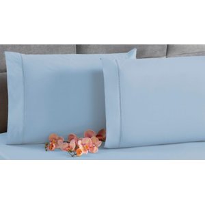 Kit 4 Fronha Avulsa Percal 200 Fios Ponto Palito Azul