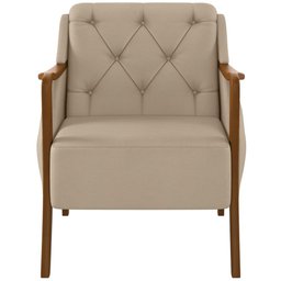 Kit Sofá 02 Lugares Sala Estar 135cm Com Poltrona Coral Pés De Madeira M03 Couríssimo Bege - - 5