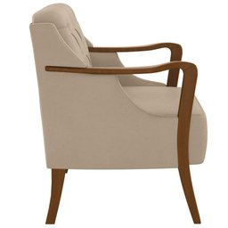 Kit Sofá 02 Lugares Sala Estar 135cm Com Poltrona Coral Pés De Madeira M03 Couríssimo Bege - - 7