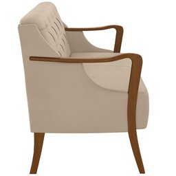 Kit Sofá 02 Lugares Sala Estar 135cm Com Poltrona Coral Pés De Madeira M03 Couríssimo Bege - - 8
