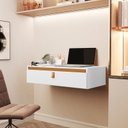 Ver imagem 4 de Console Aparador Slim 66cm Diana Hall Entrada Sala MDP Branco/Cedro Penteadeira