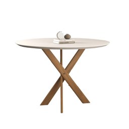 Mesa para Sala de Jantar Aracaju 90cm Tampo Redondo Vidro/MDF Madenova - 1 Mesa para Sala de Jantar Aracaju 90cm Tampo Redondo Vidro/MDF Madenova - 1