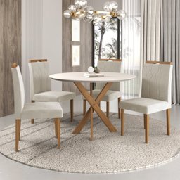 Mesa para Sala de Jantar Aracaju 90cm Tampo Redondo Vidro/MDF Madenova - 2 Mesa para Sala de Jantar Aracaju 90cm Tampo Redondo Vidro/MDF Madenova - 2