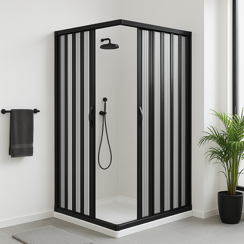 Box Sanfonado de Canto Pvc 1,00x1,00x185m Preto Translucido