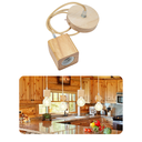 Ver imagem 1 de Lustre Pendente com Tampa Canopla Rústico em Madeira de 1m com Fio Pp e Bocal Soquete Bivolt para de