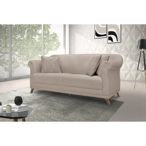 Sofá 2 Lugares 160cm Linho Arras Cinza Areia