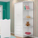 Ver imagem 2 de Guarda Roupa Infantil 2 Portas e 3 Gavetas com Cantoneira Brilhar Q01 - Doce Sonho Móveis Branco