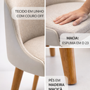 Ver imagem 6 de Kit 2 Cadeiras Safira Recepção Pés Madeira e Linho Bege Courino Off