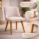 Ver imagem 5 de Kit 2 Cadeiras Safira Recepção Pés Madeira e Linho Bege Courino Off