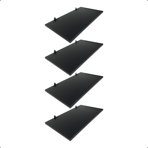 Kit 4 Prateleira Preta 40X30 + Suporte Flutuante Mdf  Organizadora Decoração Cozinha Banheiro Sala