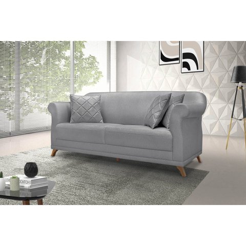 Sofá 2 Lugares 180cm Linho Arras Cinza