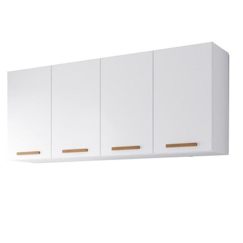 Armario Aereo Clarice 160cm 4 Portas MDF Branco Milani Movelaria